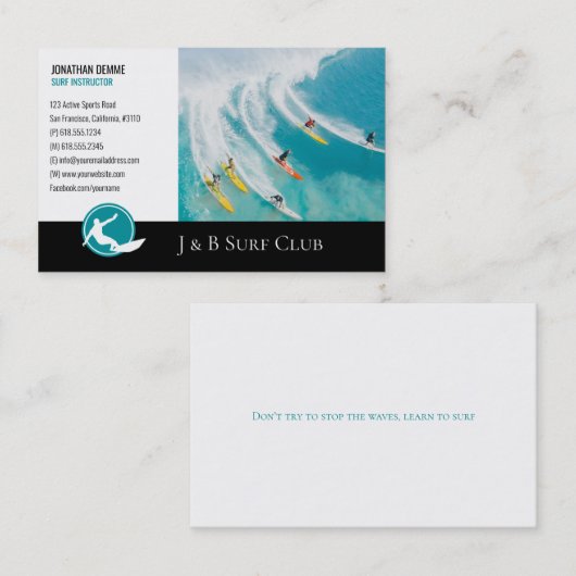Surf Instructor | Actief surfplanherstel Visitekaartje (Voorkant / Achterkant)
