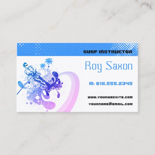 Surf Instructor | Actieve werkplekken op het surfb Visitekaartje (Voorkant)