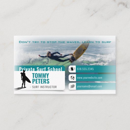 Surf Instructor |  Surfboard Active Sports Visitekaartje (Voorkant)