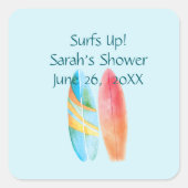 Surf is blauw vierkante sticker (Voorkant)