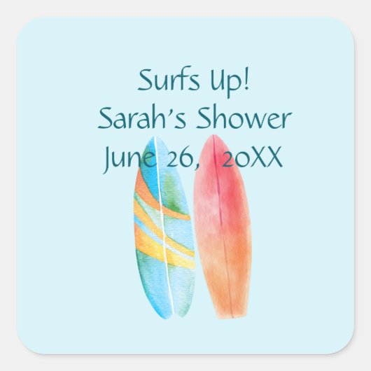 Surf is blauw vierkante sticker (Voorkant)