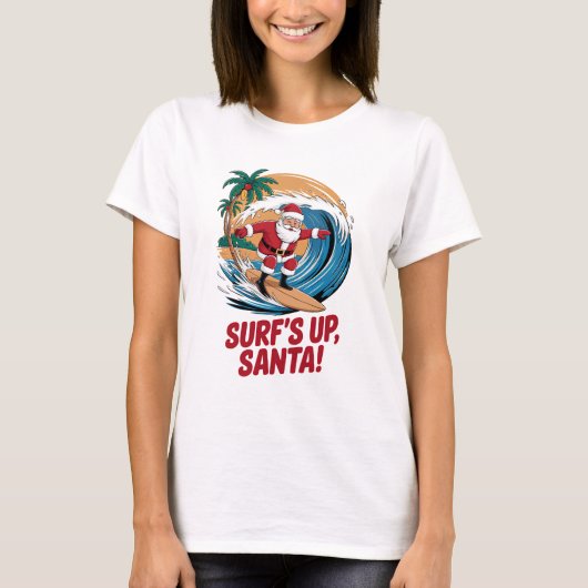 Surf is kerstmis t-shirt (Voorkant)