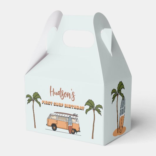 Surf is op de grote één Surf eerste verjaardag Bedankdoosjes (Voorkant Zijde)