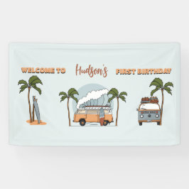 Surf is op de grote één Surf eerste verjaardag Spandoek