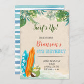 Surf jongen luau verjaardagsthema kaart (Voorkant / Achterkant)