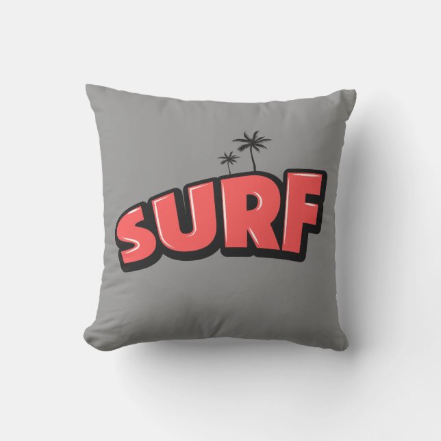 Surf, just surf. In red and gray Kussen (Voorkant)