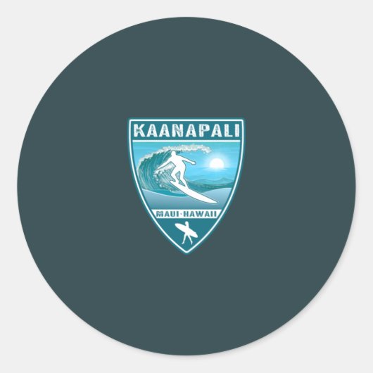 Surf Kaanapali Maui Hawaii Ronde Sticker (Voorkant)