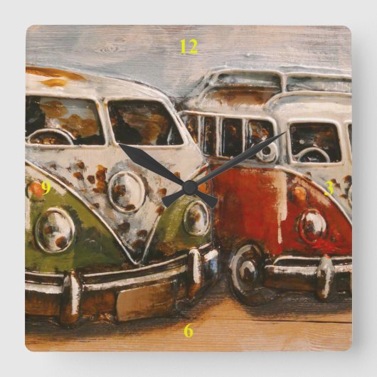 Surf kerel Campervans. Vierkante Klok (Voorkant)