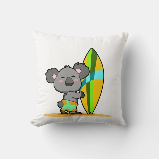 Surf Koala Beer Pillow Kussen (Voorkant)