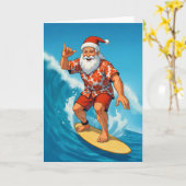 Surf komt met Santa Tropical Christmas Kaart (Gele Bloem)