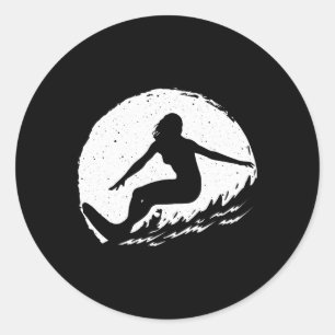 Surf Kunst Voor Vrouwen Meisjes Strand Surfer Hawa Ronde Sticker