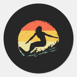 Surf Kunst voor vrouwen Meisjes Strand Surfer Hawa Ronde Sticker
