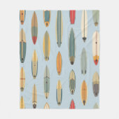 Surf Leven | Retro Kust Blauwe Surfplank Print Fleece Deken (Voorkant)