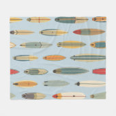 Surf Leven | Retro Kust Blauwe Surfplank Print Fleece Deken (Voorkant (Horizontaal))
