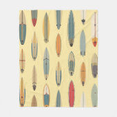 Surf Leven | Retro Kust Surfboard Print Geel Fleece Deken (Voorkant)