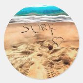 Surf Liefde. Ronde Sticker (Voorkant)