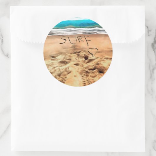 Surf Liefde. Ronde Sticker (Tas)