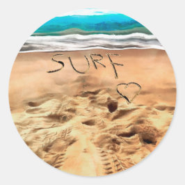 Surf Liefde. Ronde Sticker
