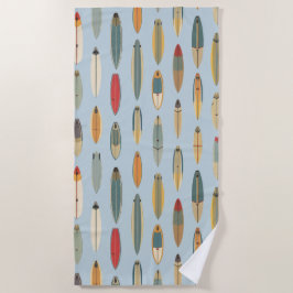 Surf Life Retro Coast Blauwe Surfplank Print Grafi Strandlaken
