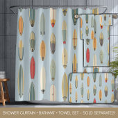 Surf Life - Retro Coastal Blue Surfboard Print Bad Handdoek