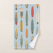 Surf Life - Retro Coastal Blue Surfboard Print Bad Handdoek (Handdoek)