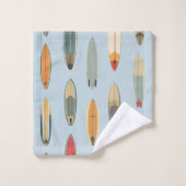 Surf Life - Retro Coastal Blue Surfboard Print Bad Handdoek (Wasdoekje)