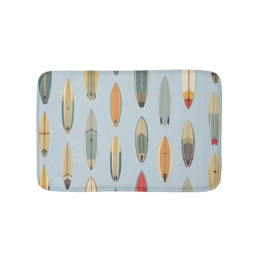 Surf Life - Retro Coastal Blue Surfboard Print Badmat (Voorkant)
