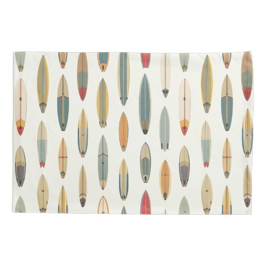 Surf Life - Retro Coastal Blue Surfboard Print Kussensloop (Achterkant)