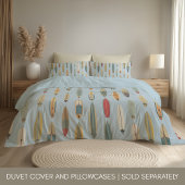 Surf Life - Retro Coastal Blue Surfboard Print Kussensloop