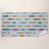 Surf Life - Retro Coastal Blue Surfboard Print Strandlaken (Voorkant)