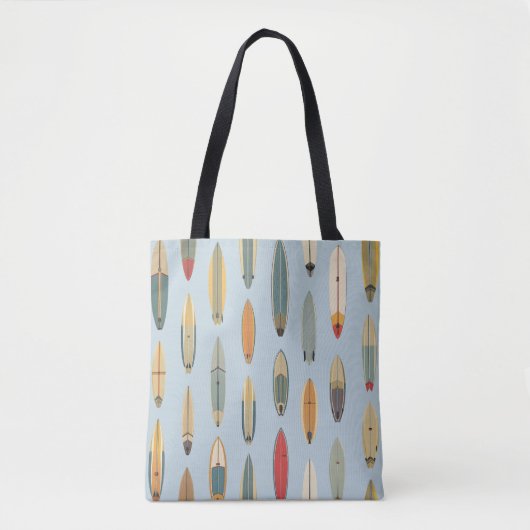 Surf Life - Retro Coastal Blue Surfboard Print Tote Bag (Voorkant)
