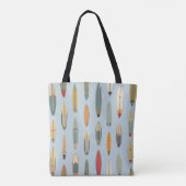 Surf Life - Retro Coastal Blue Surfboard Print Tote Bag (Achterkant)