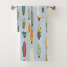 Surf Life - Retro Kust Blauwe Surfplank Print