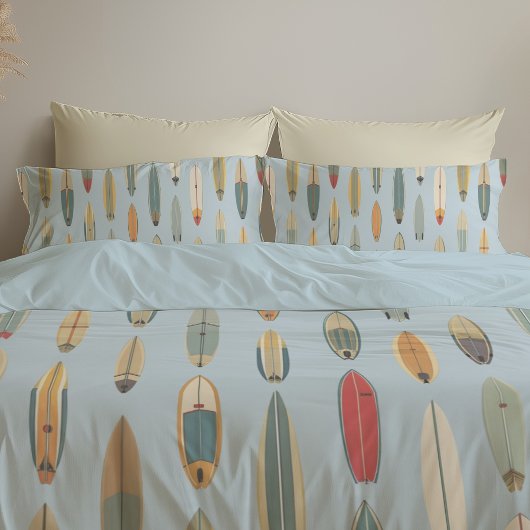 Surf Life - Retro Kust Blauwe Surfplank Print Kussensloop