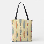 Surf Life | Retro Kustsurfplank Gele Strand Tote Bag (Achterkant)