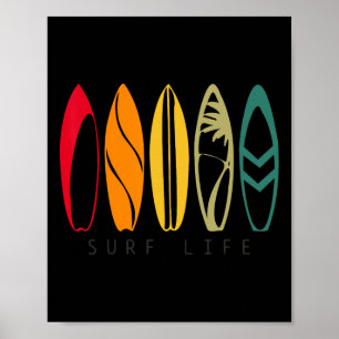 Surf Life Vintage Surfen Retro Surfplank Surfer _ Poster