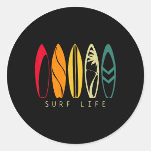 Surf Life Vintage Surfen Retro Surfplank Surfer Ronde Sticker