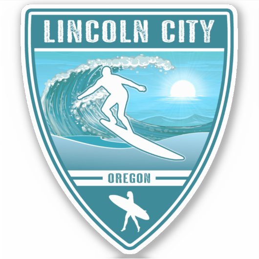 Surf Lincoln City Oregon Sticker (Voorkant)