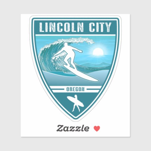 Surf Lincoln City Oregon Sticker (Vel)