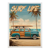 Surf Live Poster woody station wagon (Voorkant)