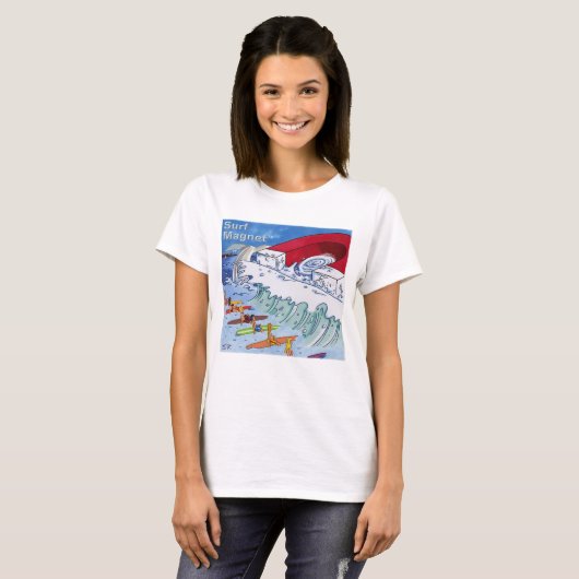 Surf Magneet vrouwen wit T-shirt (Voorkant volledig)