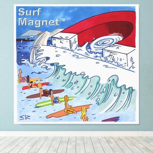 Surf Magnet canvasprint Canvas Afdruk (Insitu (Houten vloer))