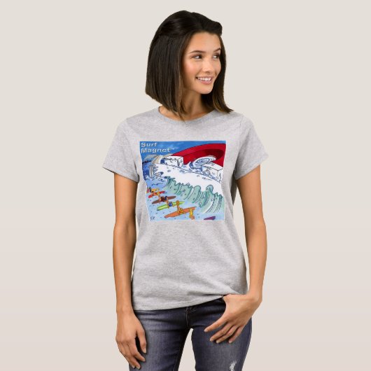 Surf Magnet dames grijze T-shirt (Voorkant volledig)