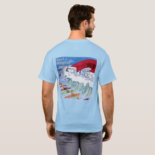 Surf Magnet mannen blauwe T-shirt achterkant (Achterkant volledig)