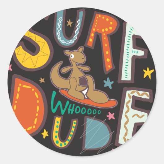 Surf Man Ronde Sticker (Voorkant)