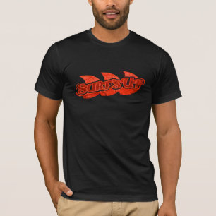 Surf mannen rode tinten logo op zwart t-shirt