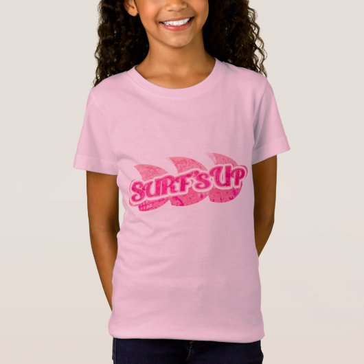 Surf-meisjes heldere roze golven op roze t-shirt (Voorkant)