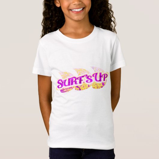 Surf meisjes paars en geel t-shirt (Voorkant)