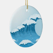 Surf met blauwe golven en oceaan keramisch ornament (Rechts)