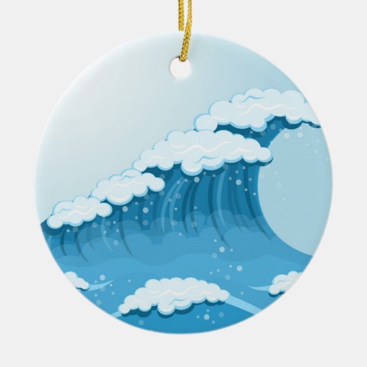Surf met blauwe golven en oceaan keramisch ornament (Voorkant)